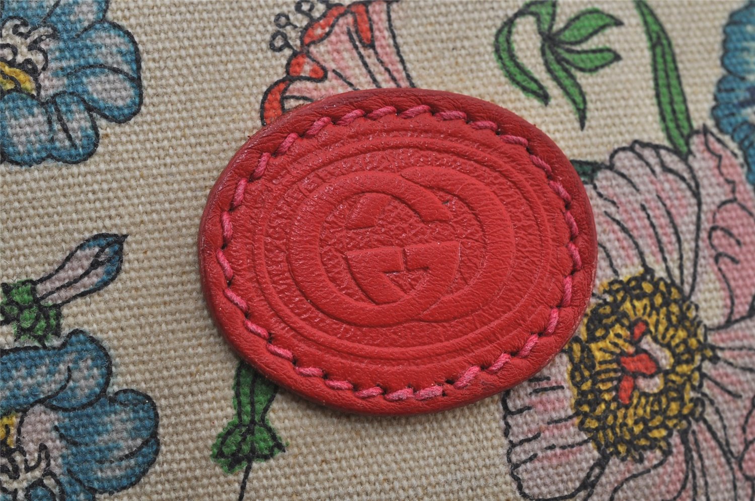 Authentic GUCCI Flora Shoulder Cross Bag Canvas Leather White Cream Junk 6823J