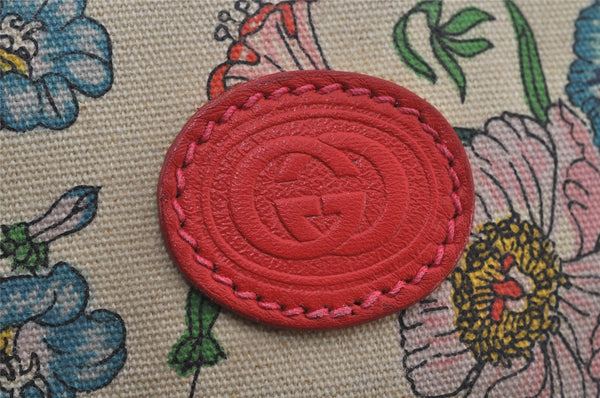 Authentic GUCCI Flora Shoulder Cross Bag Canvas Leather White Cream Junk 6823J