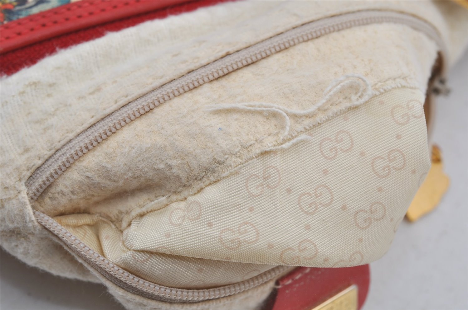 Authentic GUCCI Flora Shoulder Cross Bag Canvas Leather White Cream Junk 6823J