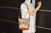 Authentic GUCCI Flora Shoulder Cross Bag Canvas Leather White Cream Junk 6823J