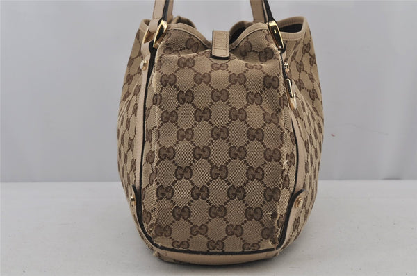 Authentic GUCCI Abbey Shoulder Tote Bag GG Canvas Leather 130736 Brown 6824J