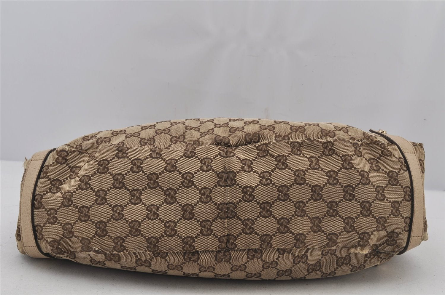 Authentic GUCCI Abbey Shoulder Tote Bag GG Canvas Leather 130736 Brown 6824J