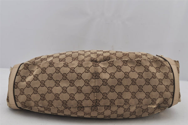 Authentic GUCCI Abbey Shoulder Tote Bag GG Canvas Leather 130736 Brown 6824J