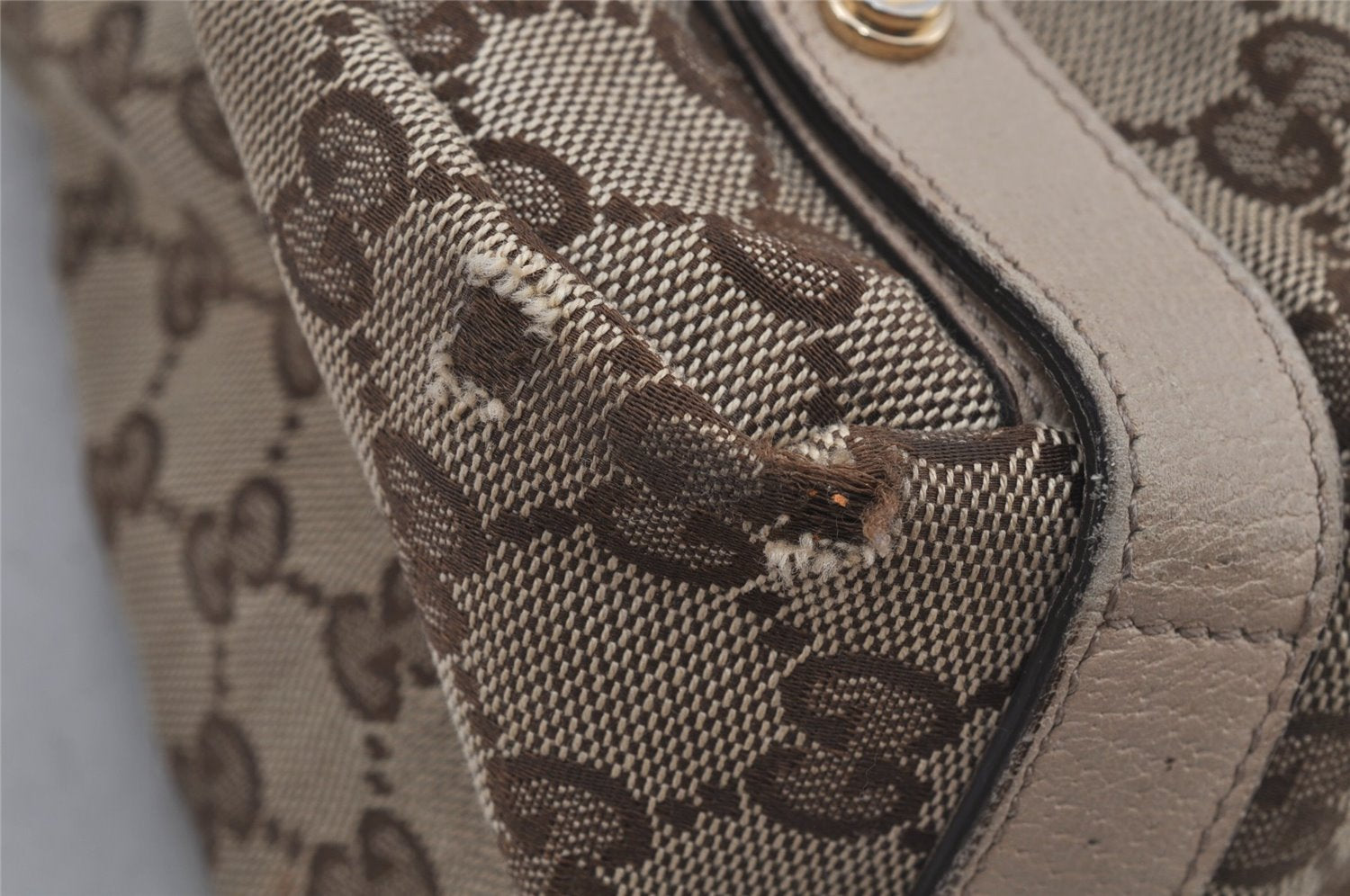 Authentic GUCCI Abbey Shoulder Tote Bag GG Canvas Leather 130736 Brown 6824J