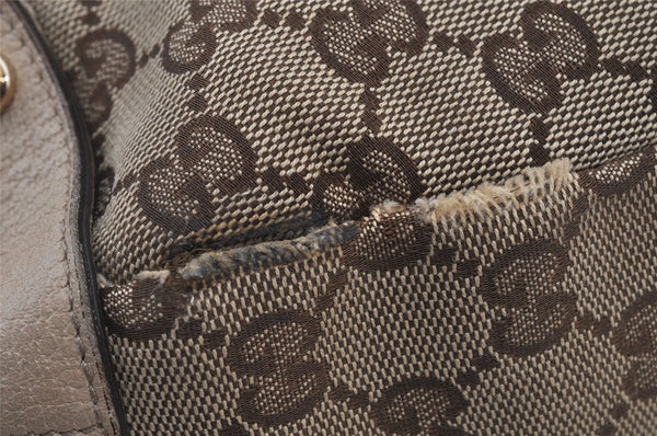 Authentic GUCCI Abbey Shoulder Tote Bag GG Canvas Leather 130736 Brown 6824J