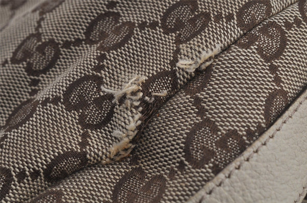 Authentic GUCCI Abbey Shoulder Tote Bag GG Canvas Leather 130736 Brown 6824J