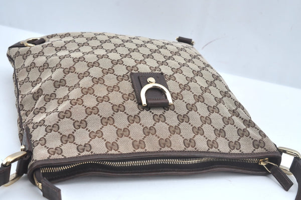 Authentic GUCCI Abbey Shoulder Cross Bag GG Canvas Leather 131326 Brown 6825H