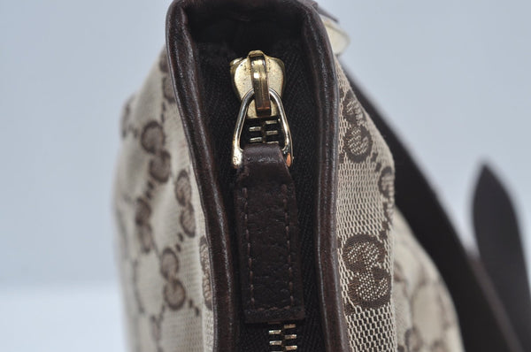 Authentic GUCCI Abbey Shoulder Cross Bag GG Canvas Leather 131326 Brown 6825H