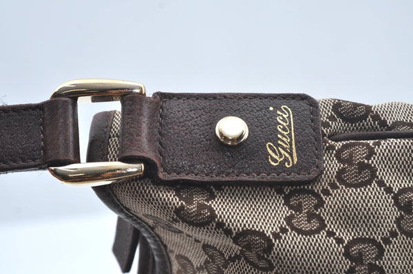 Authentic GUCCI Abbey Shoulder Cross Bag GG Canvas Leather 131326 Brown 6825H