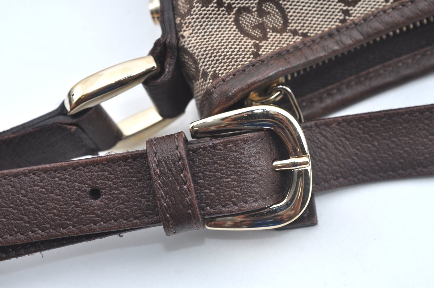 Authentic GUCCI Abbey Shoulder Cross Bag GG Canvas Leather 131326 Brown 6825H