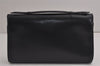 Authentic CELINE Vintage Hand Bag Purse Leather Navy Blue 6825J