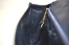 Authentic CELINE Vintage Hand Bag Purse Leather Navy Blue 6825J