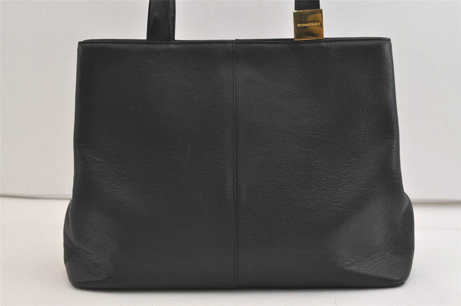 Authentic BURBERRY Vintage Leather Hand Bag Black 6826J