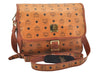 Authentic MCM Visetos Leather Vintage Shoulder Cross Body Bag Purse Brown 6826K