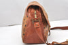 Authentic MCM Visetos Leather Vintage Shoulder Cross Body Bag Purse Brown 6826K