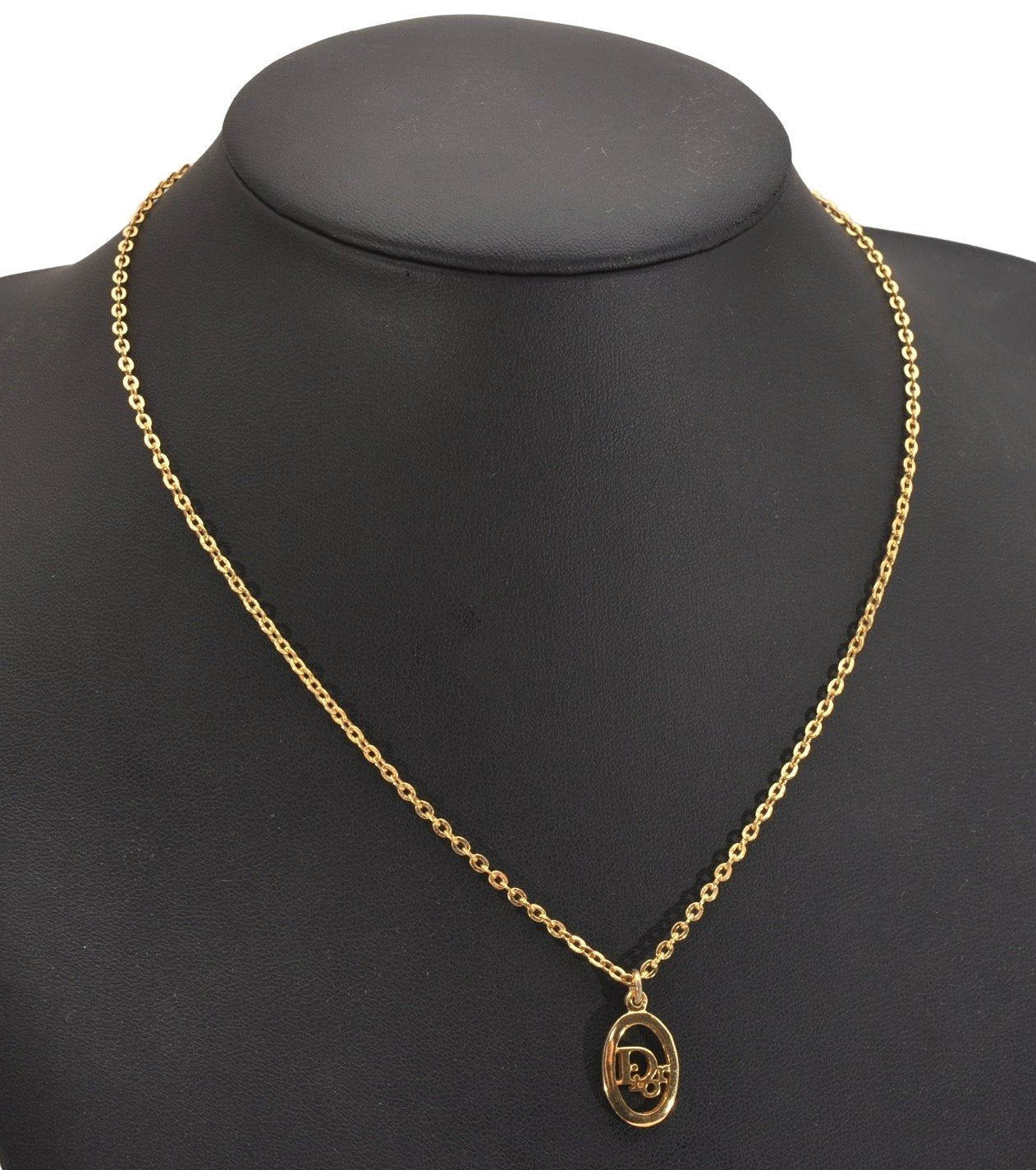 Authentic Christian Dior Gold Tone Chain Pendant Necklace CD 6827J