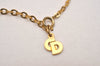 Authentic Christian Dior Gold Tone Chain Pendant Necklace CD 6827J