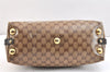 Authentic GUCCI GG Crystal Heart Crest Hand Boston Bag PVC Leather Brown 6827K