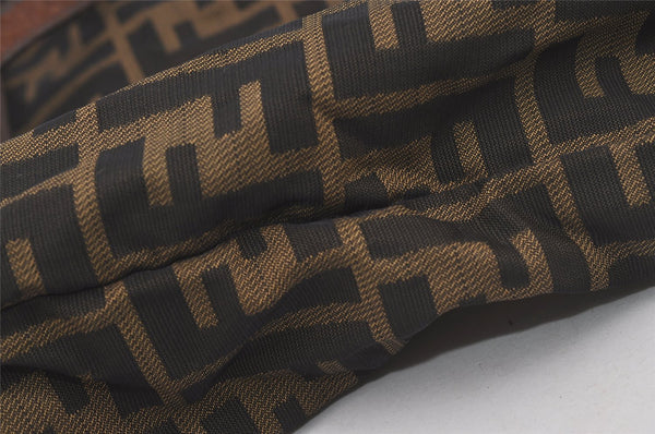 Authentic FENDI Zucca Folding Hand Tote Bag Purse Nylon Leather Brown 6828I