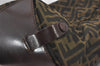 Authentic FENDI Zucca Folding Hand Tote Bag Purse Nylon Leather Brown 6828I