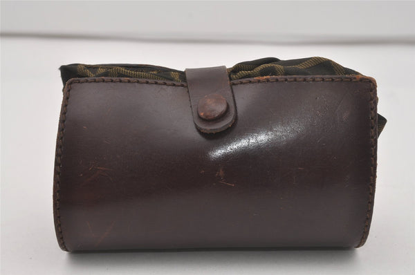 Authentic FENDI Zucca Folding Hand Tote Bag Purse Nylon Leather Brown 6828I