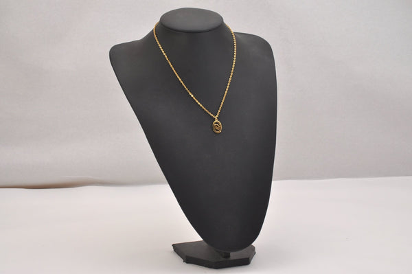 Authentic Christian Dior Gold Tone Chain Pendant Necklace CD 6828J