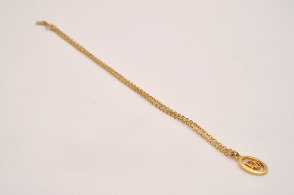 Authentic Christian Dior Gold Tone Chain Pendant Necklace CD 6828J