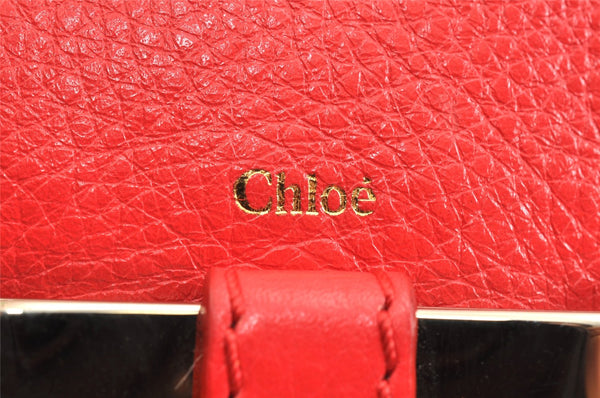 Authentic Chloe LILY Ribbon 2Way Shoulder Hand Bag Purse Leather Red 6828K