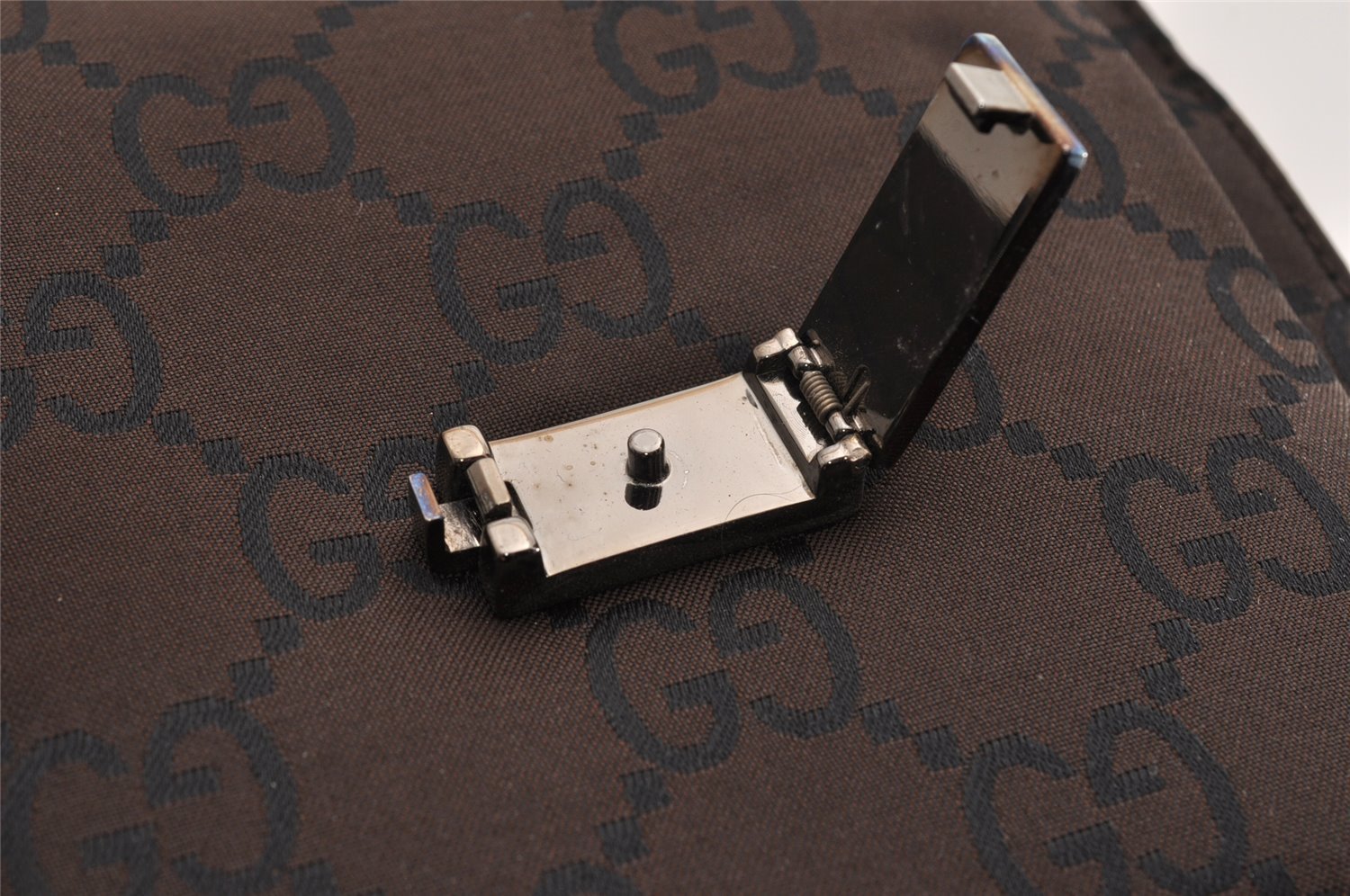 Authentic GUCCI Shoulder Hand Bag Purse GG Nylon Leather 0021021 Brown  6829I