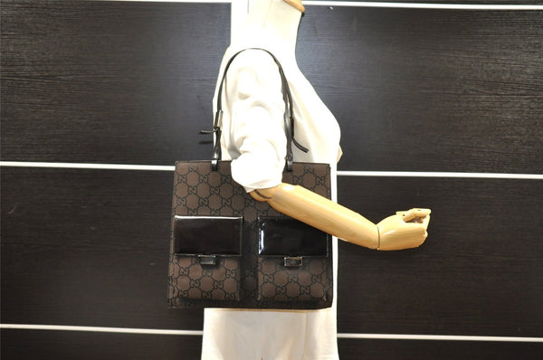 Authentic GUCCI Shoulder Hand Bag Purse GG Nylon Leather 0021021 Brown  6829I