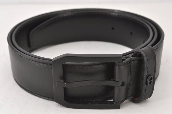 Authentic AIGNER Vintage Leather Belt Size 95cm 37.4" 004-R Black  6829K