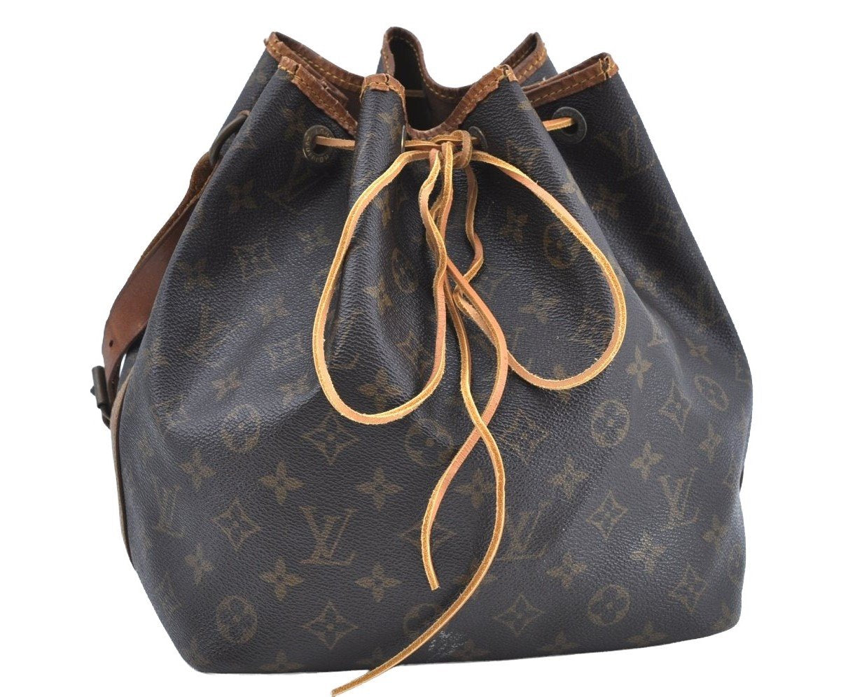 Authentic Louis Vuitton Monogram Petit Noe M42226 Shoulder Drawstring Bag 6830H