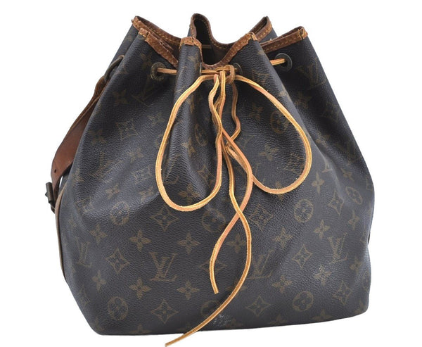 Authentic Louis Vuitton Monogram Petit Noe M42226 Shoulder Drawstring Bag 6830H