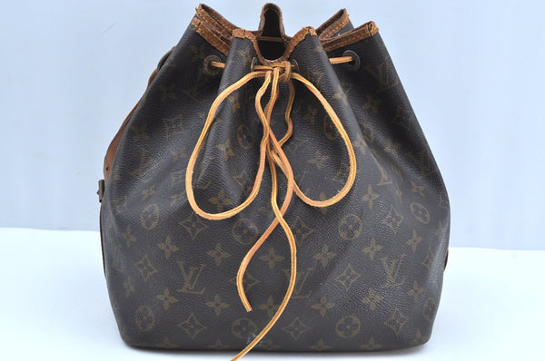 Authentic Louis Vuitton Monogram Petit Noe M42226 Shoulder Drawstring Bag 6830H