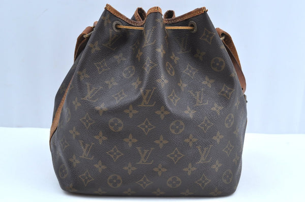 Authentic Louis Vuitton Monogram Petit Noe M42226 Shoulder Drawstring Bag 6830H