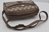 Authentic GUCCI Web Sherry Line Shoulder Bag GG PVC Leather Brown Junk 6830J