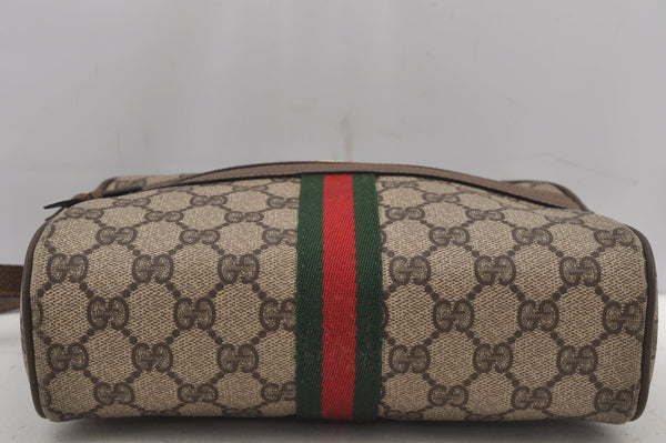 Authentic GUCCI Web Sherry Line Shoulder Bag GG PVC Leather Brown Junk 6830J