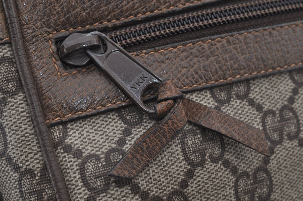 Authentic GUCCI Web Sherry Line Shoulder Bag GG PVC Leather Brown Junk 6830J