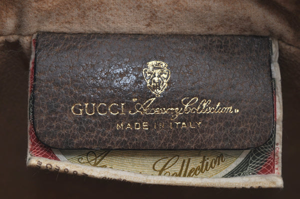 Authentic GUCCI Web Sherry Line Shoulder Bag GG PVC Leather Brown Junk 6830J