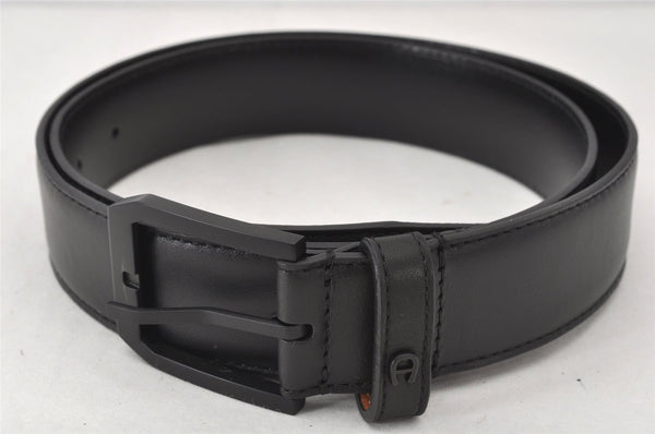 Authentic AIGNER Vintage Leather Belt Size 90cm 35.4" 004-R Black  6830K