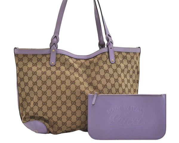 Authentic GUCCI Craft Shoulder Tote Bag GG Canvas Leather 247209 Brown 6831J