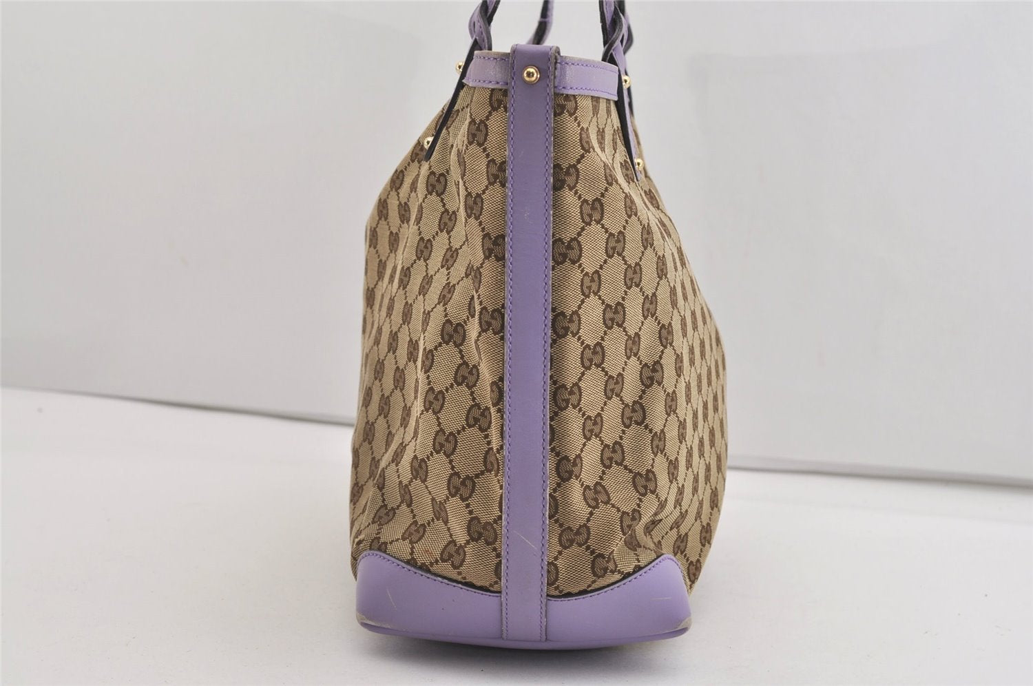 Authentic GUCCI Craft Shoulder Tote Bag GG Canvas Leather 247209 Brown 6831J