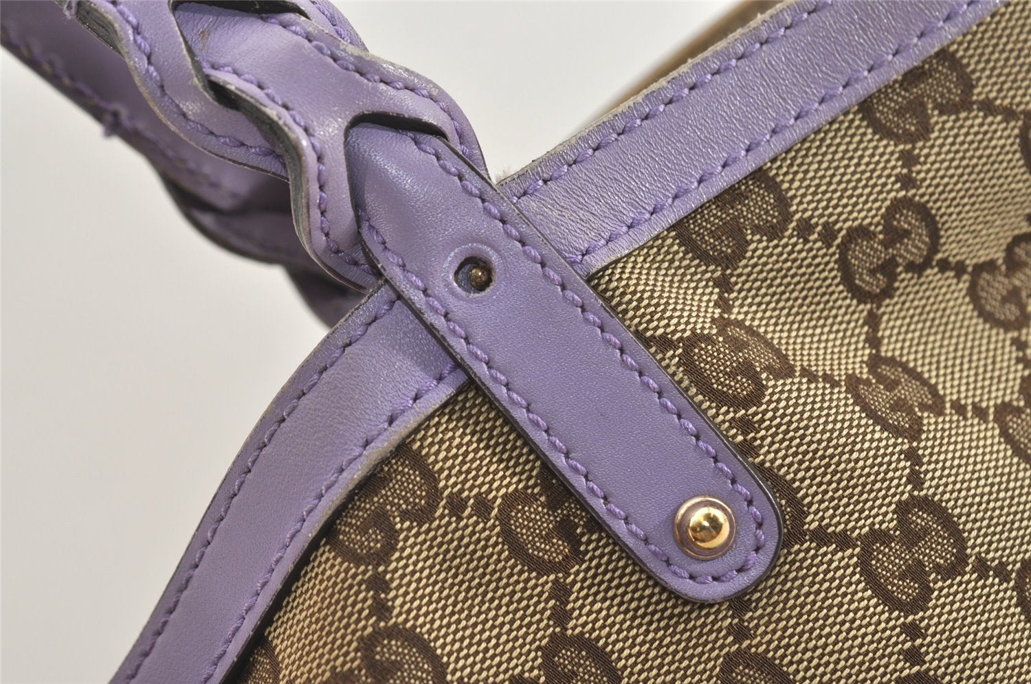 Authentic GUCCI Craft Shoulder Tote Bag GG Canvas Leather 247209 Brown 6831J