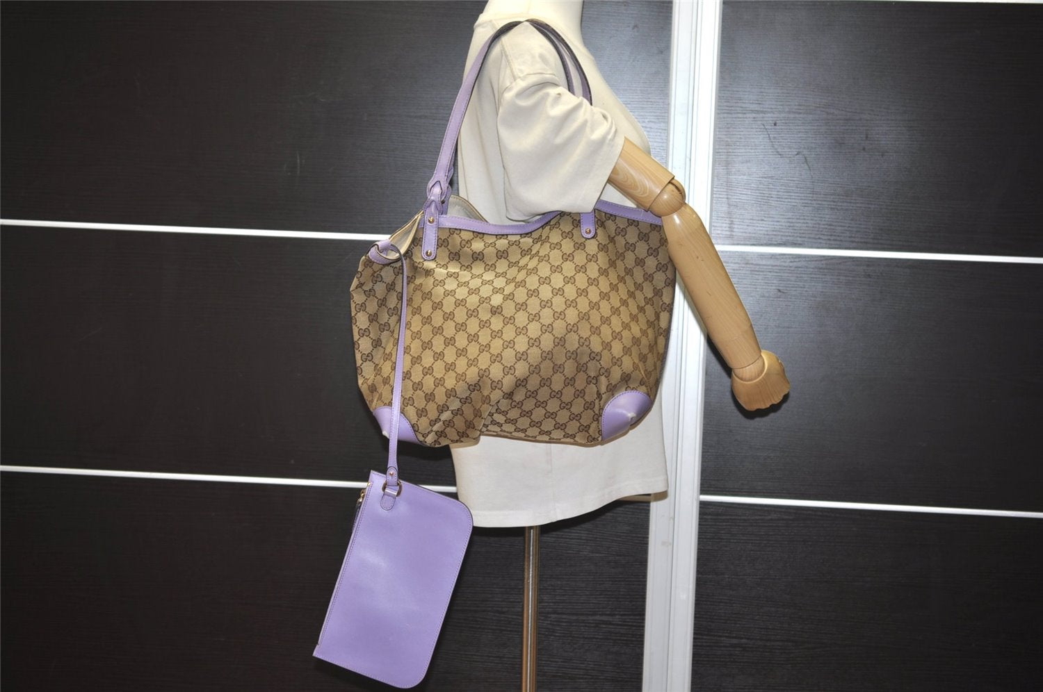 Authentic GUCCI Craft Shoulder Tote Bag GG Canvas Leather 247209 Brown 6831J