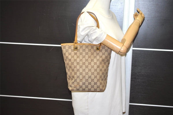 Authentic GUCCI Vintage Shoulder Tote Bag GG Canvas Leather 0021099 Brown 6832I