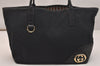 Authentic GUCCI New Britt Shoulder Tote Bag GG Canvas Leather 169946 Black 6832J