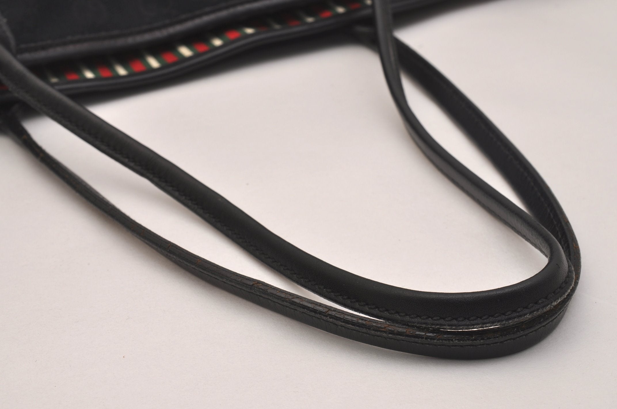 Authentic GUCCI New Britt Shoulder Tote Bag GG Canvas Leather 169946 Black 6832J