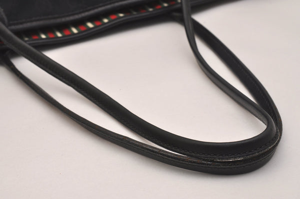 Authentic GUCCI New Britt Shoulder Tote Bag GG Canvas Leather 169946 Black 6832J