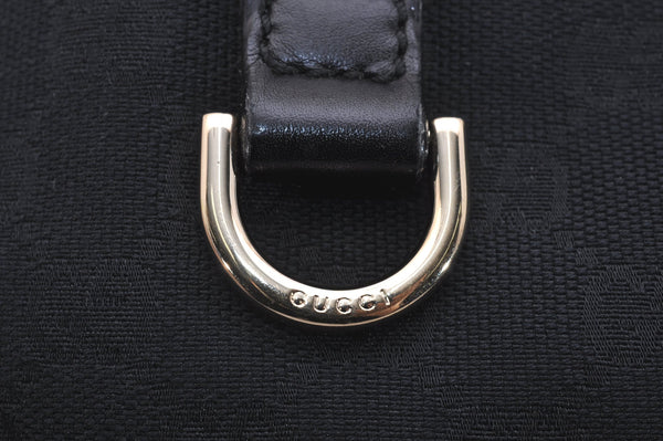 Authentic GUCCI New Britt Shoulder Tote Bag GG Canvas Leather 169946 Black 6832J
