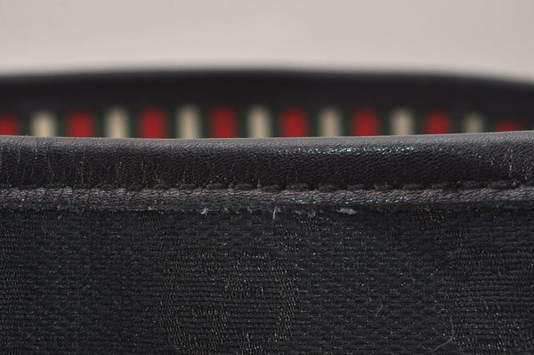 Authentic GUCCI New Britt Shoulder Tote Bag GG Canvas Leather 169946 Black 6832J